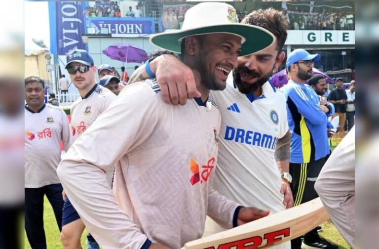 संन्यास ले रहे शाकिब अल हसन को कोहली ने दिया बड़ा गिफ्ट, भेंट किया अपना बल्ला