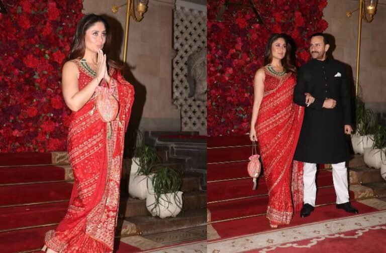 लाल साड़ी पहन सैफ के साथ शादी में पहुंची करीना कपूर, देखकर धड़का फैंस का दिल