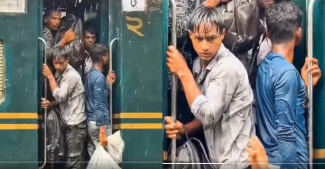 बारिश में ट्रेन के दरवाजे से लटकता युवक, वायरल वीडियो ने दिखाया मजबूरी और जोखिम की हकीकत Viral Video