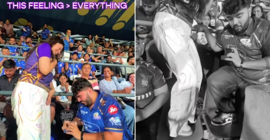 LIVE मैच में शख्स ने गर्लफ्रेंड को किया प्रपोज,तभी हाथ से छूटी अंगूठी, फिर… देखें Video IPL 2026