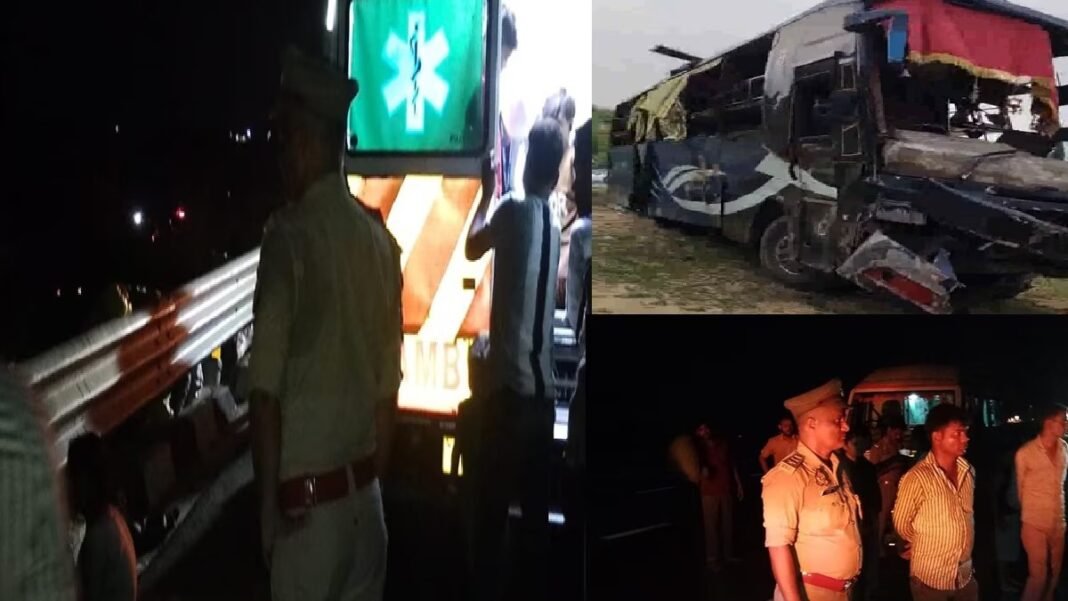 हरदोई में भीषण सड़क हादसा: गंगा एक्सप्रेसवे से 20 फीट नीचे गिरी स्लीपर बस, 36 यात्री लहूलुहान, 12 गंभीर हरदोई
