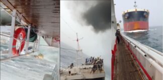 बीच समुद्र अचानक आया बड़ा जहाज और मच गई चीख-पुकार, वायरल वीडियो में कैद हुआ खौफनाक मंजर Ship Accident Viral Video