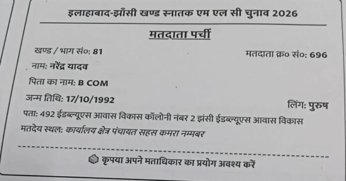 मतदाता पर्ची मतदाता पर्ची